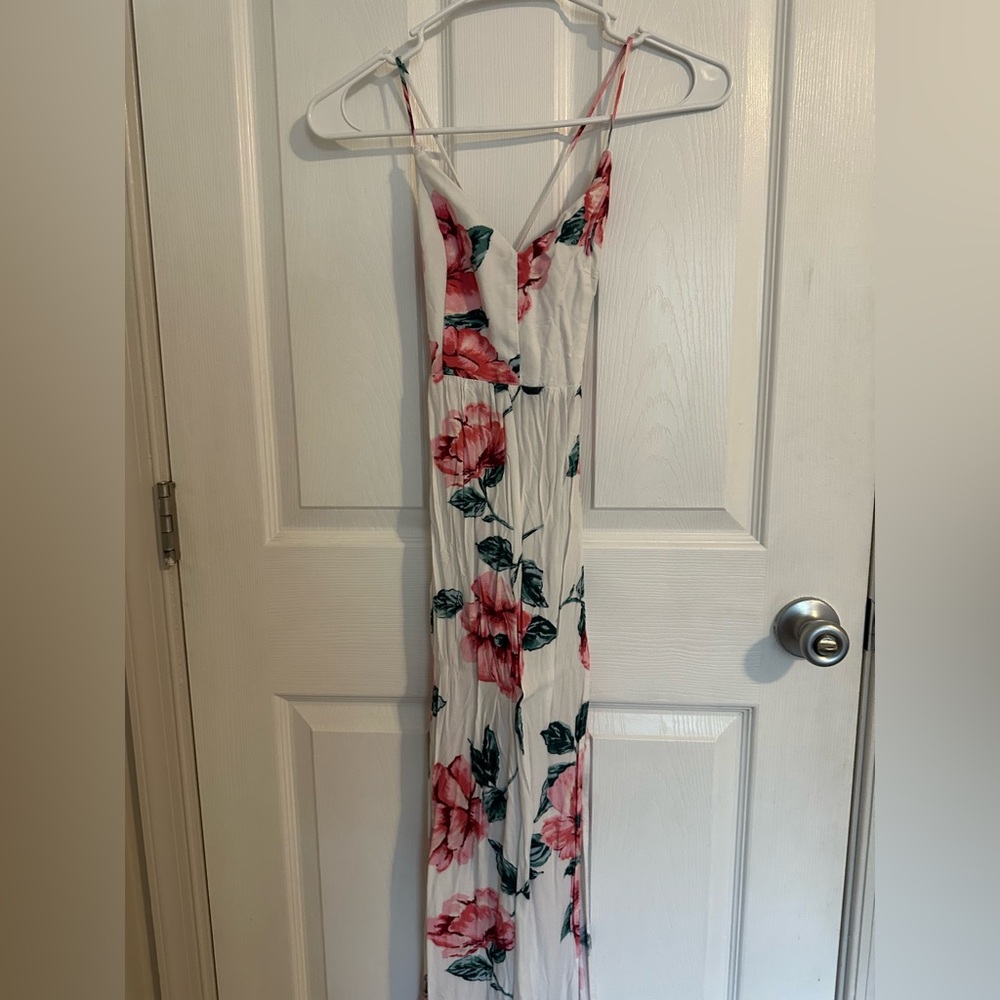 Floral Maxi Dress with Lace Up Back